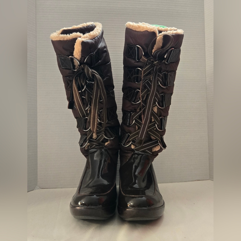 Sperry Top Sider Brown Lace-up Tall Women's Boots Size 7.5M  Leather/ Fabric